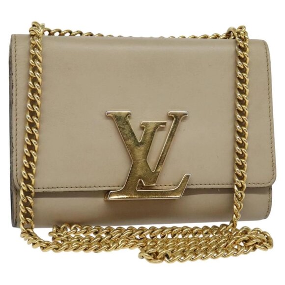 LOUIS VUITTON Pochette Louise GM Shoulder Bag Leather Beige M51632 Auth bs24820 - Picture 1 of 16